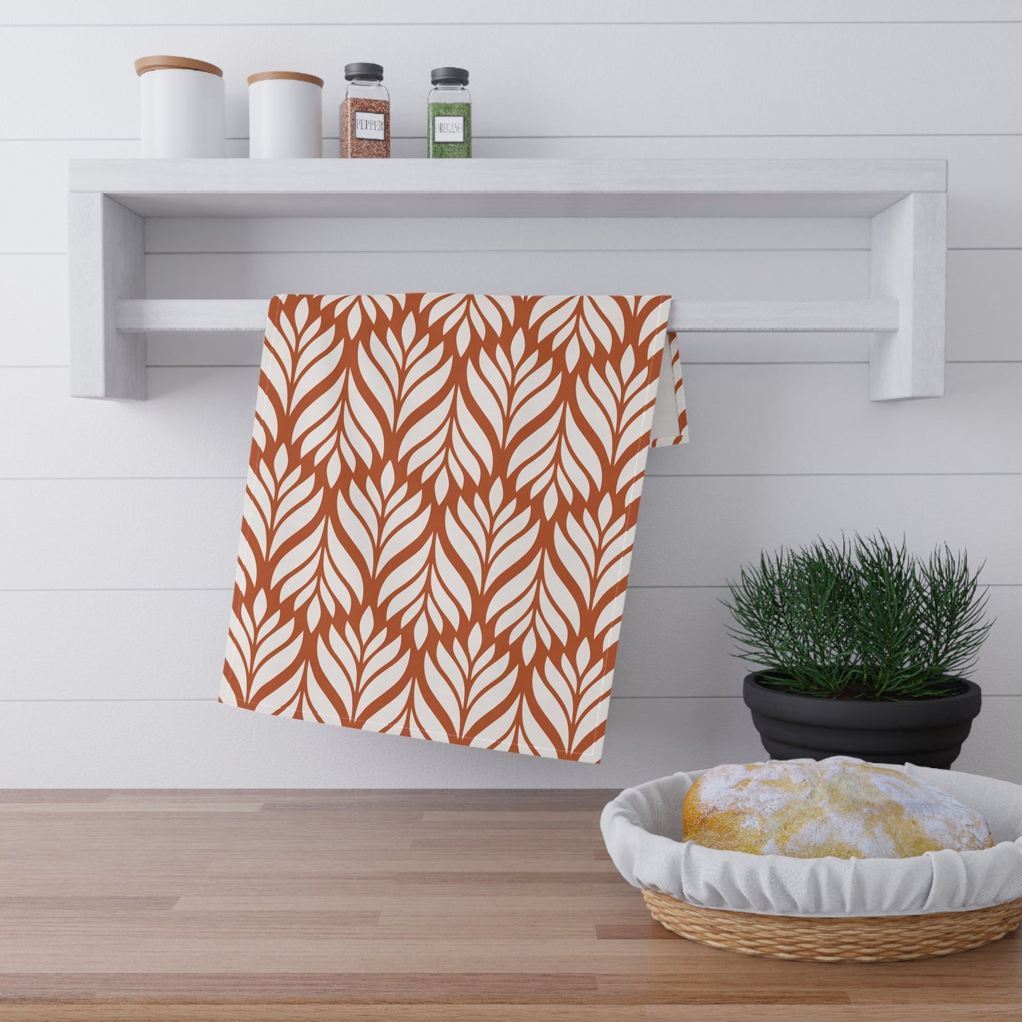 Tea Towels | Dark Orange & White | Palm