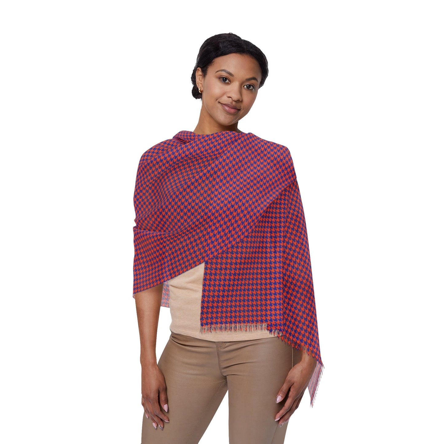 Scarf | Bright Blue & Orange | Houndstooth