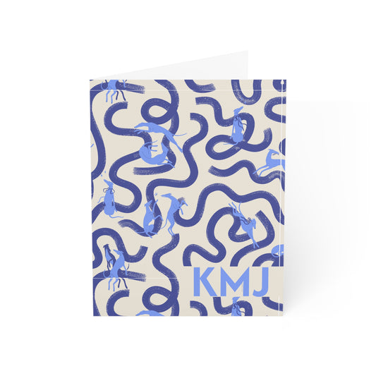 Monogram Notecards | Greyhounds | Blue Ribbon