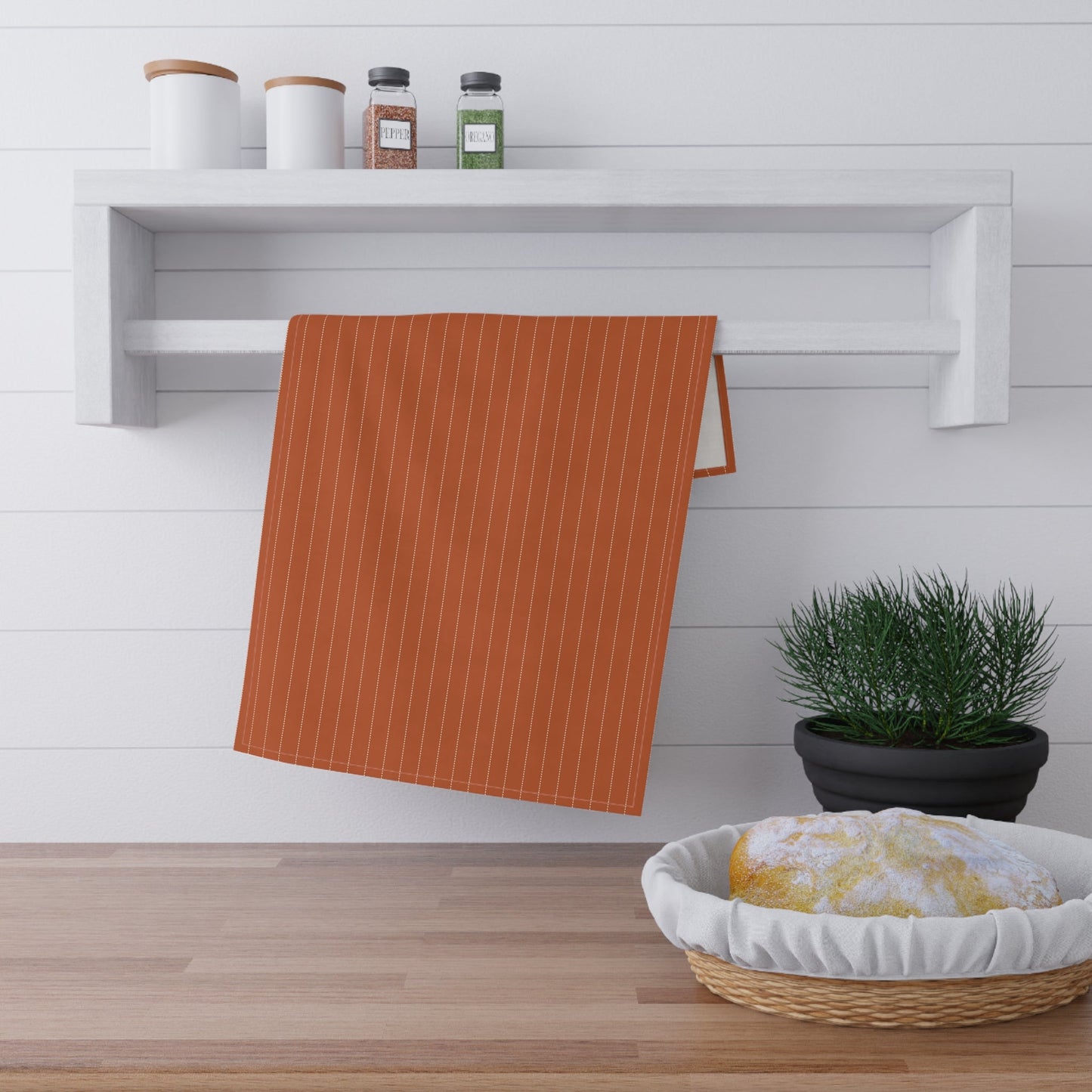 Tea Towels | Dark Orange & White | Pinstripe