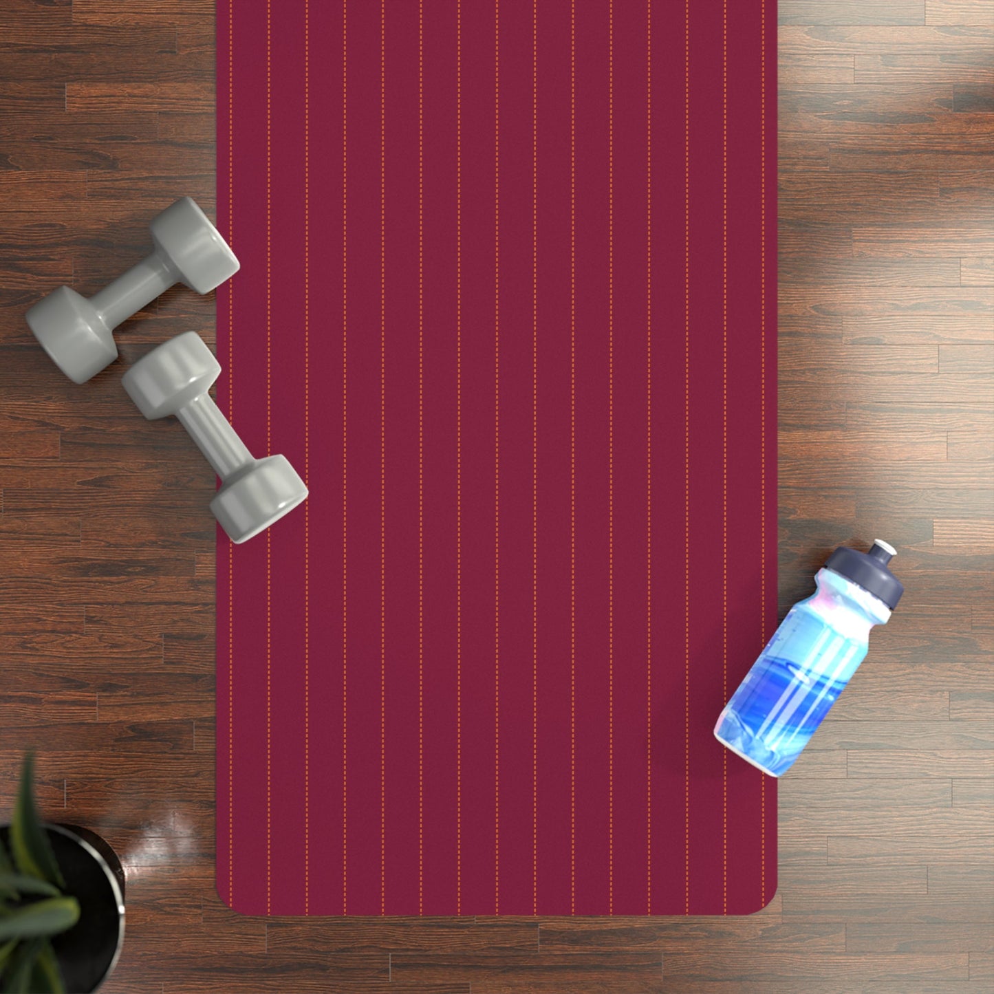 Yoga Mat | Maroon & Orange | Pinstripe