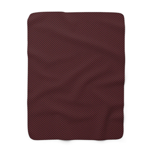 Sherpa Blanket | Red & Black | Herringbone