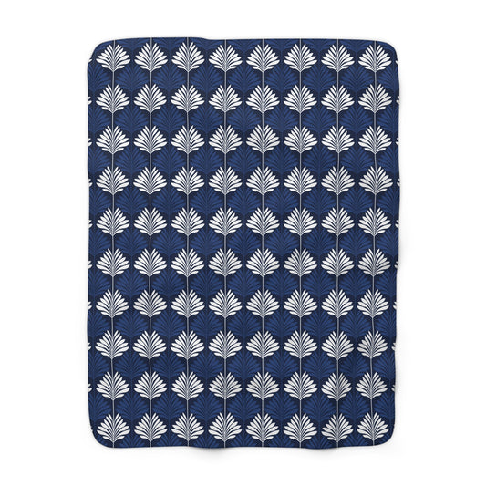 Sherpa Fleece Blanket | Navy & White | Deco