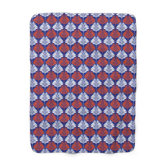Sherpa Fleece Blanket | Bright Blue & Orange | Deco
