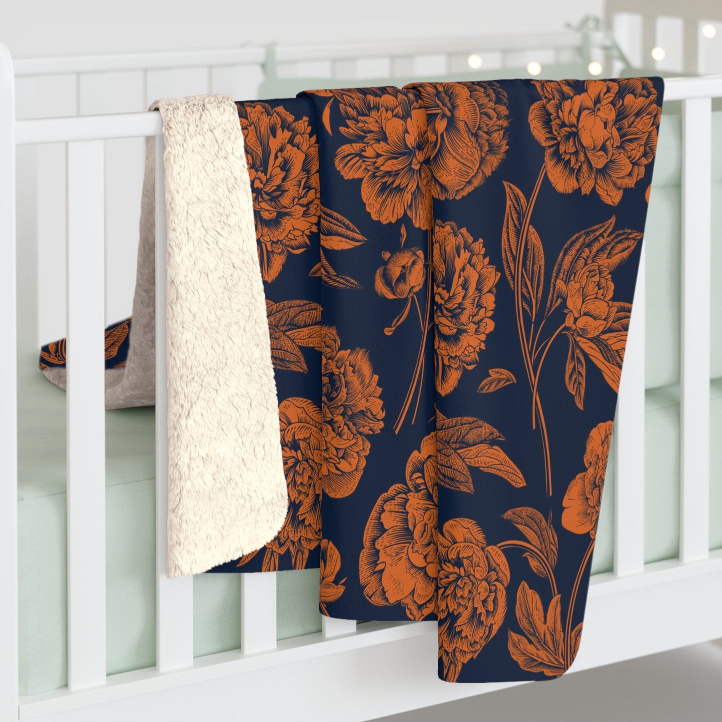 Sherpa Blanket | Orange & Blue | Peony