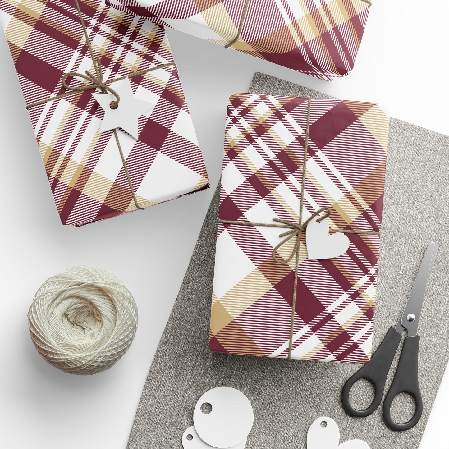 Gift Wrap | Maroon & Gold | Tartan