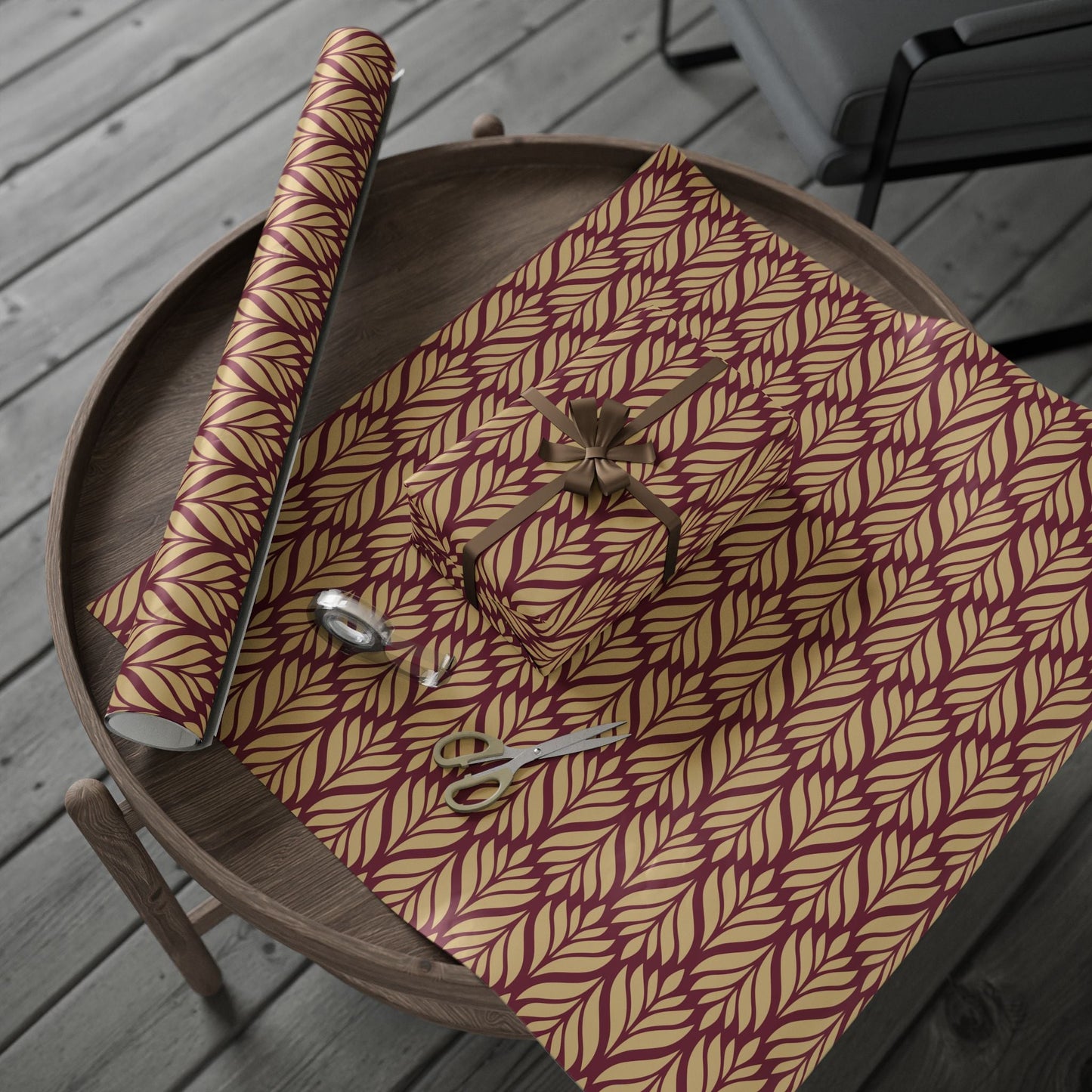 Gift Wrap | Maroon & Gold | Palm