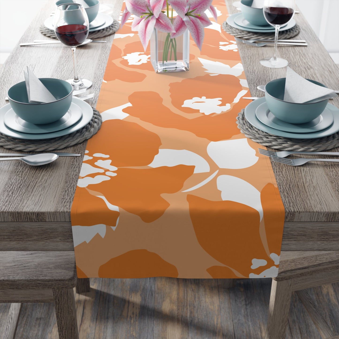 Table Runner | Orange & White | Poppy