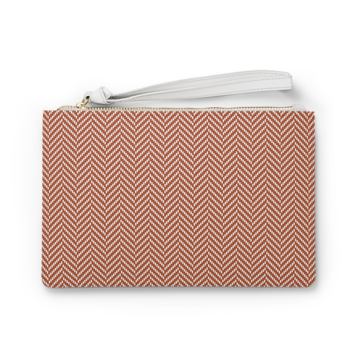 Clutch Bag | Dark Orange & White | Herringbone