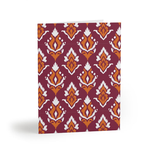 Notecards | Maroon & Orange | Ikat