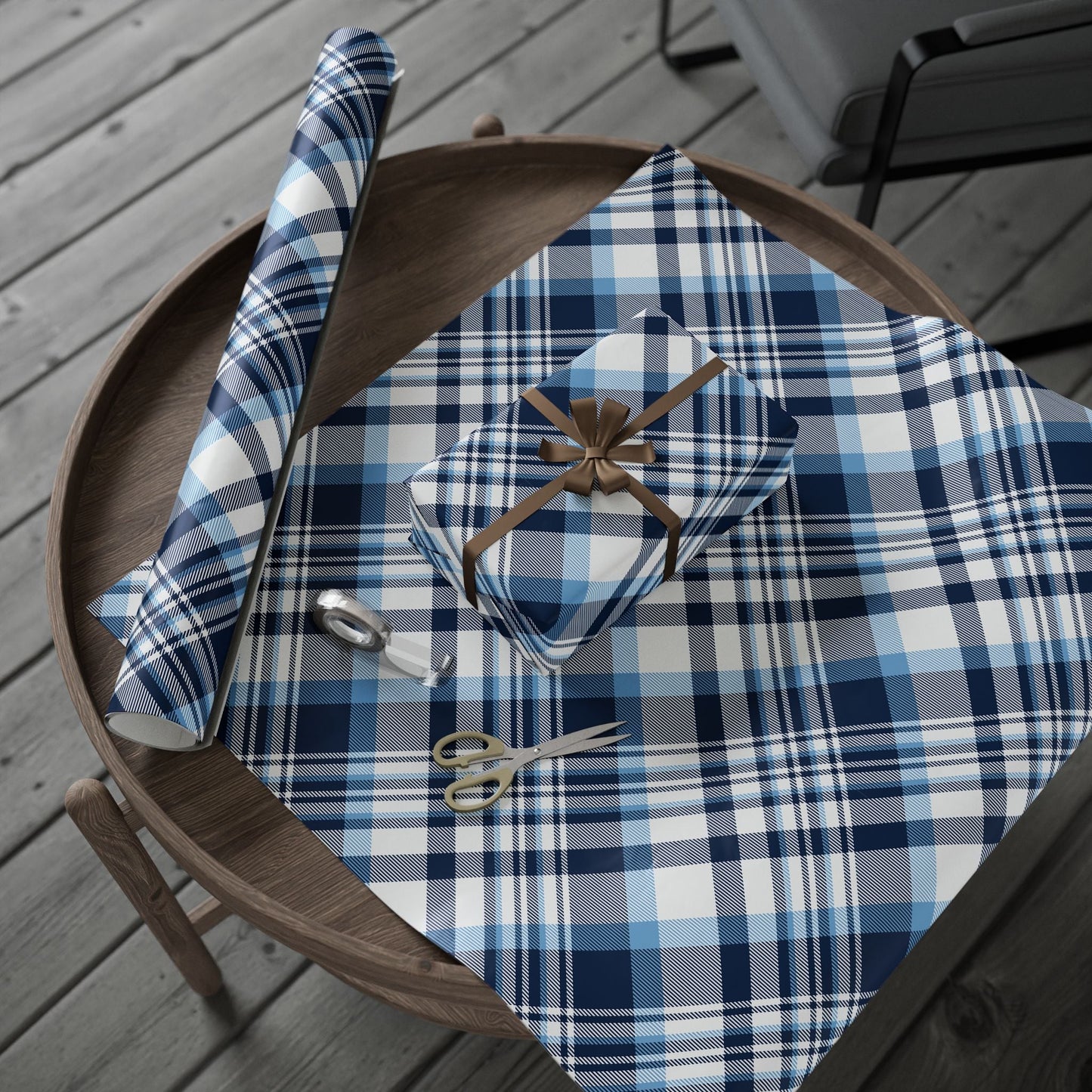 Gift Wrap | Light Blue & White | Tartan