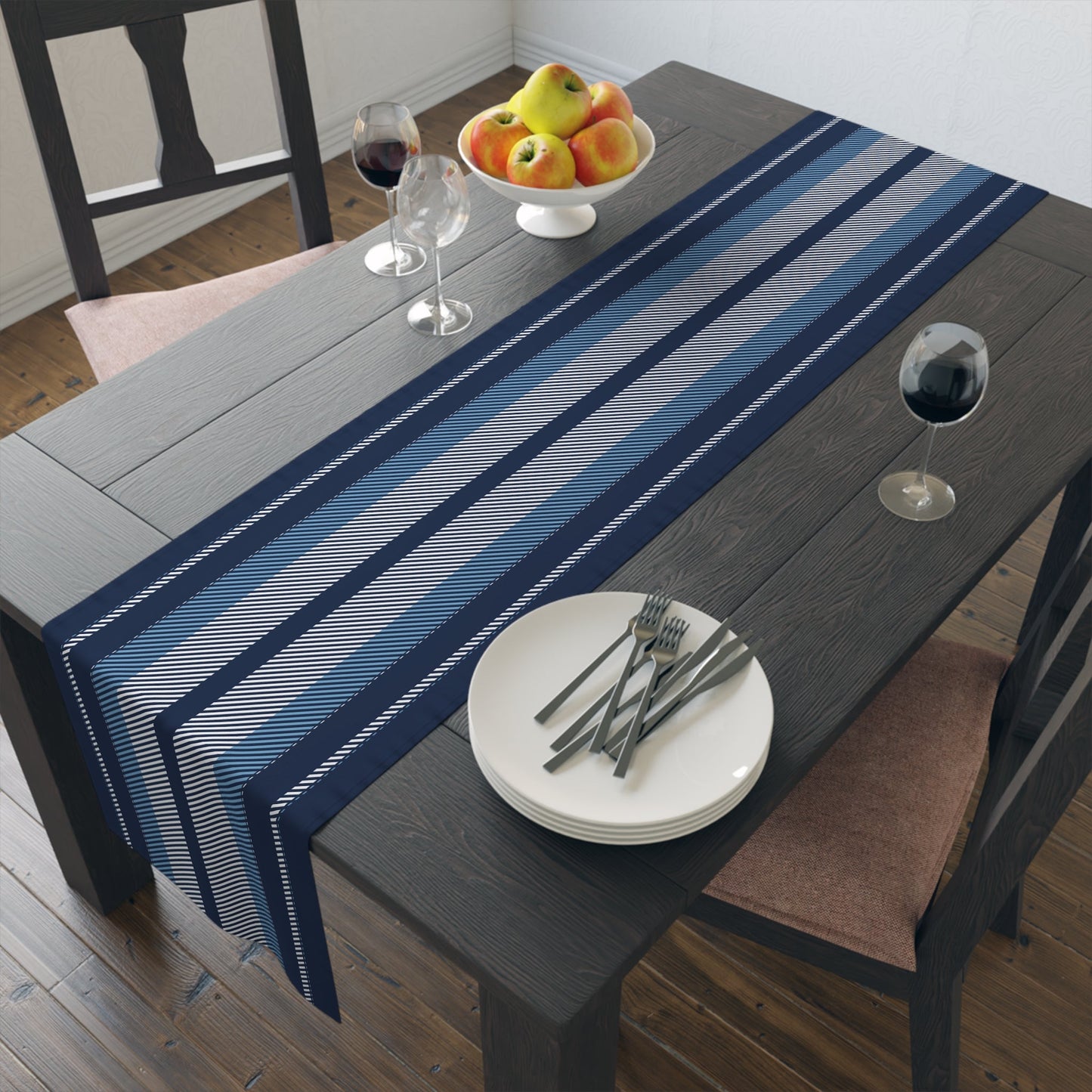 Table Runner | Light Blue & White | Stripe