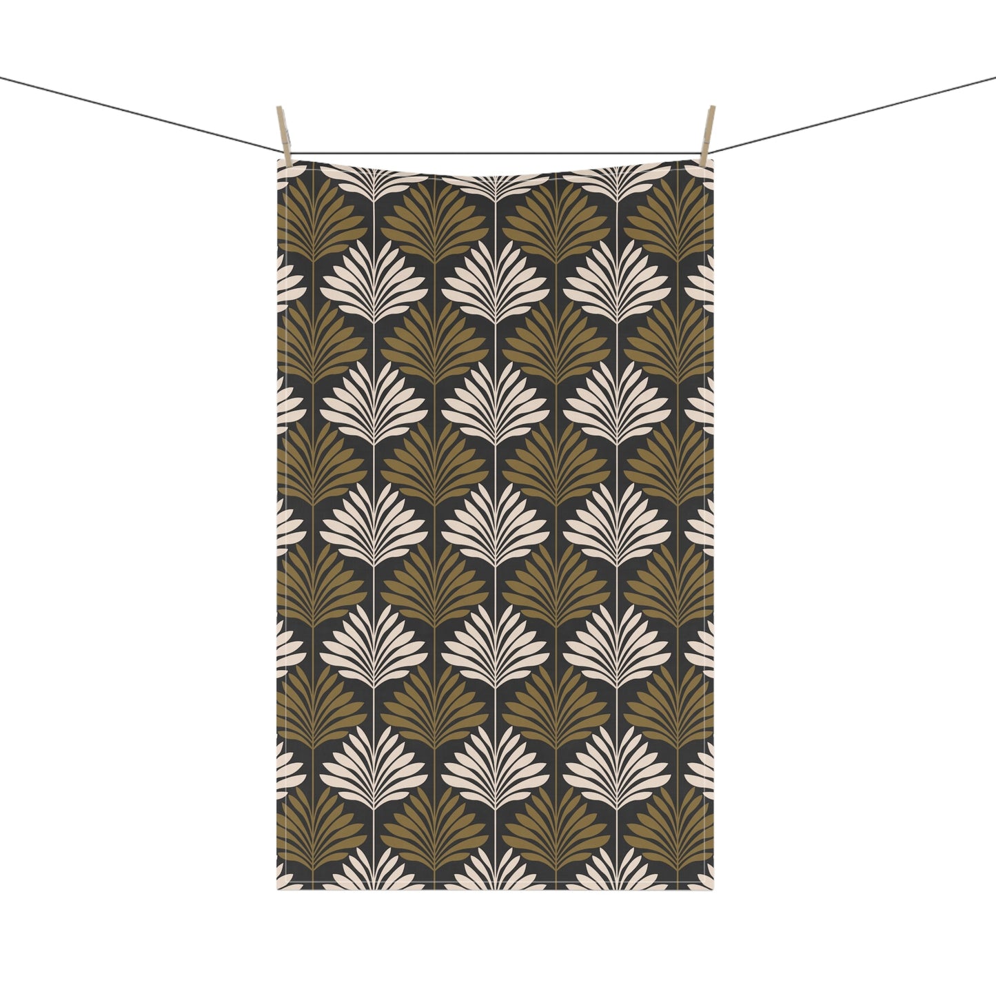 Tea Towel | Black & Gold | Peony
