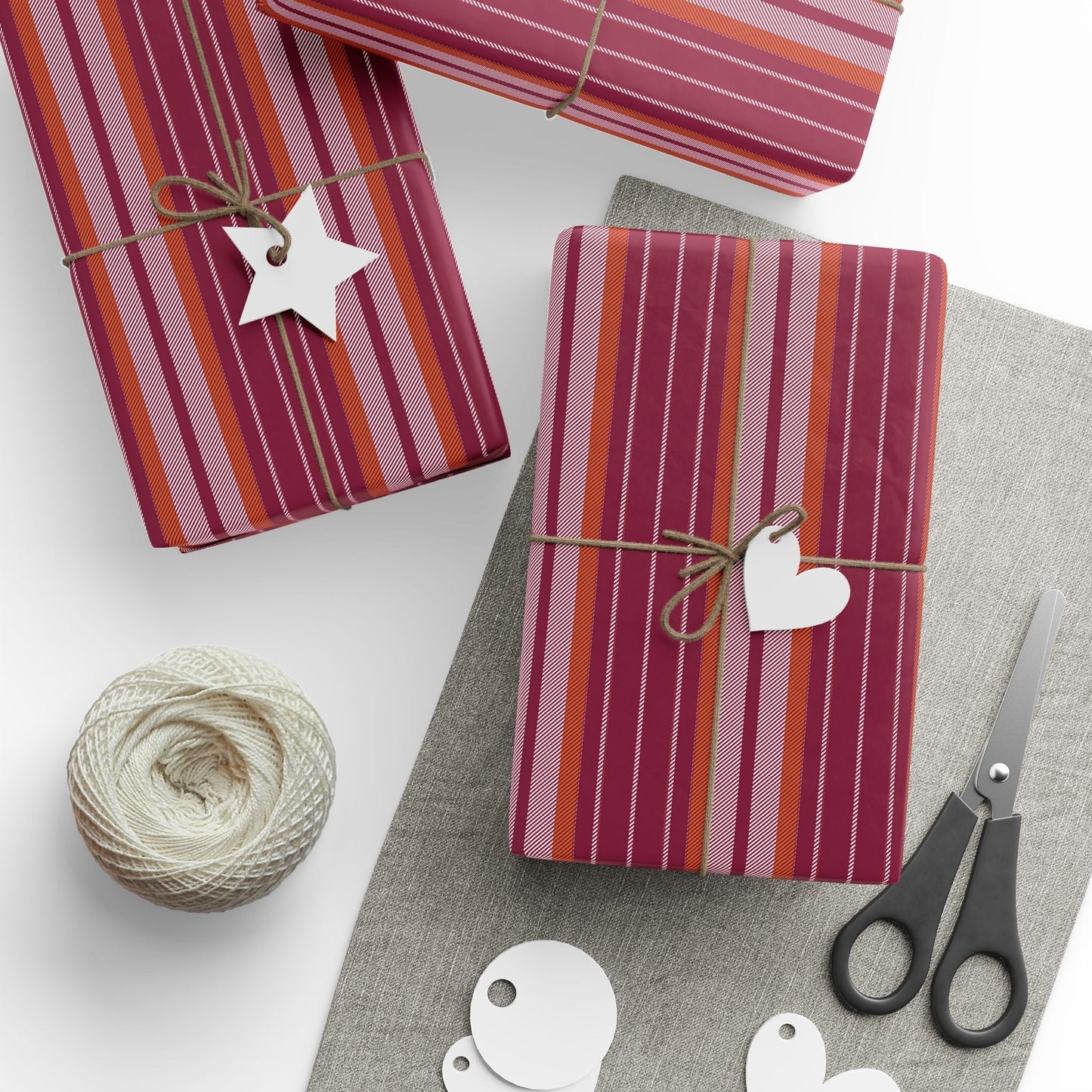 Gift Wrap | Maroon & Orange | Stripe