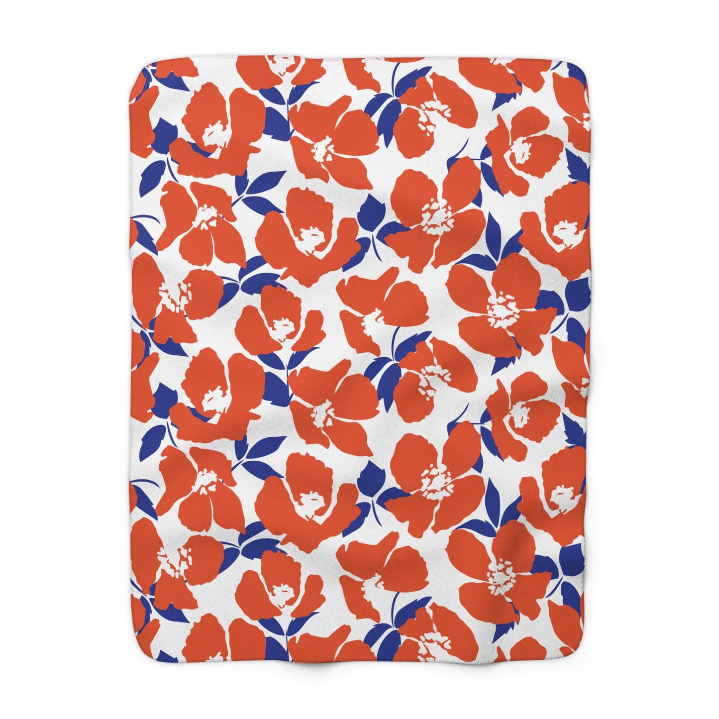 Sherpa Fleece Blanket | Bright Blue & Orange | Poppy