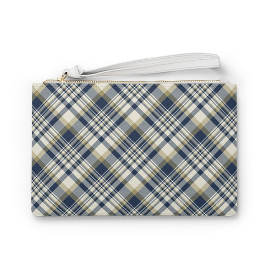 Clutch Bag | Gold & Blue | Tartan
