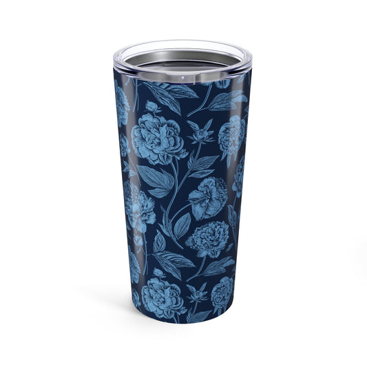 Tumbler | Light Blue & White | Peony