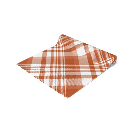 Table Runner | Dark Orange & White | Tartan