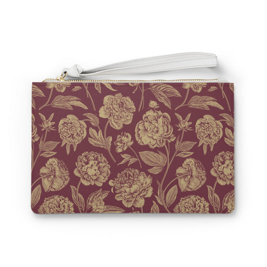 Clutch Bag | Maroon & Gold | Peony