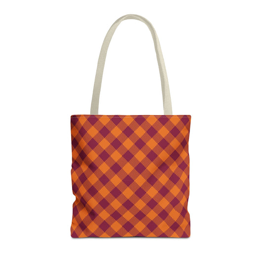 Tote Bags | Maroon & Orange | Gingham