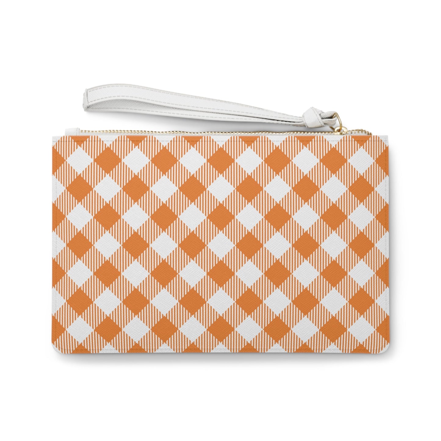Clutch Bag | Orange & White | Gingham