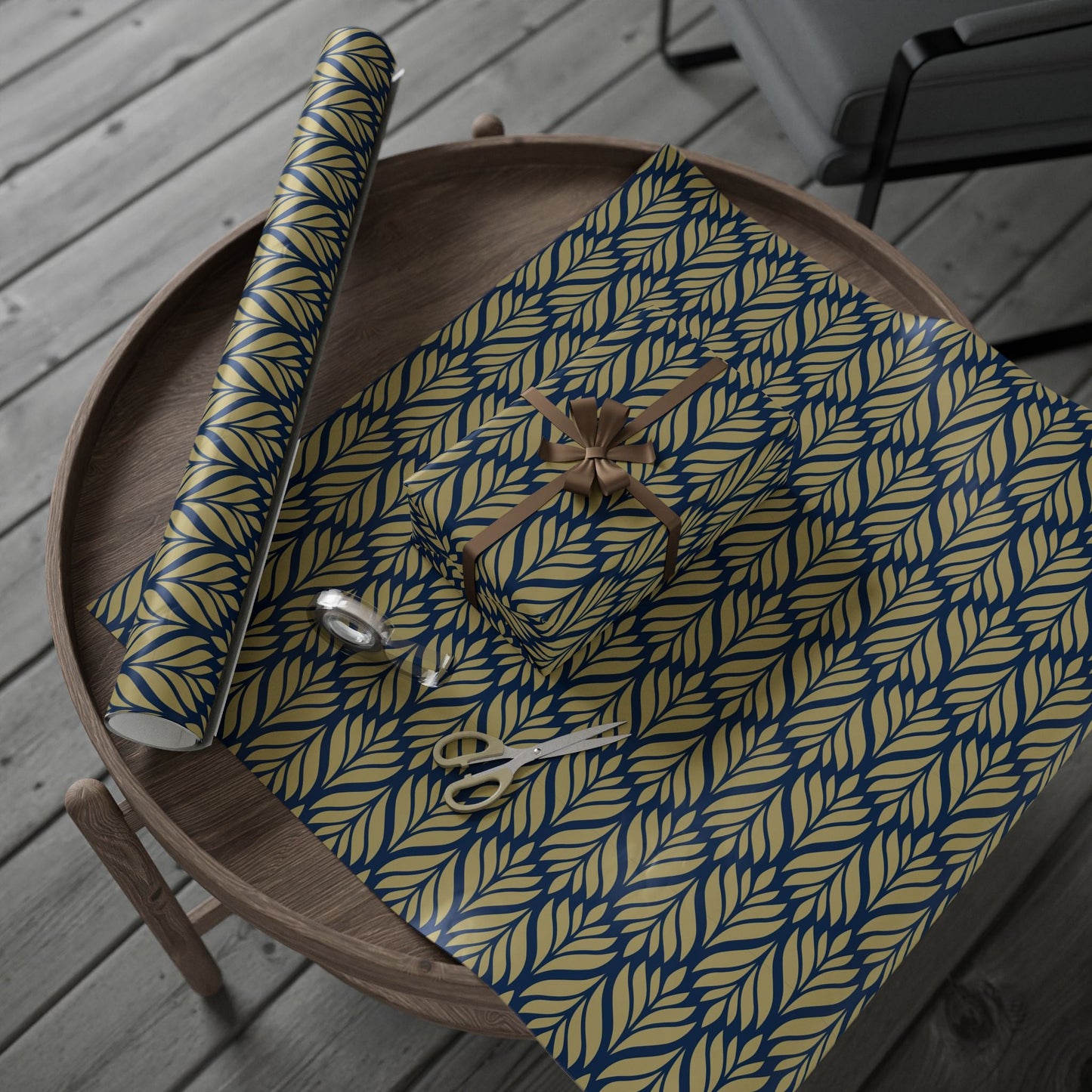 Gift Wrap | Blue & Gold | Palm