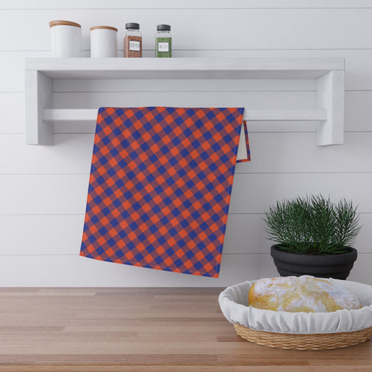 Tea Towel | Bright Blue & Orange | Gingham