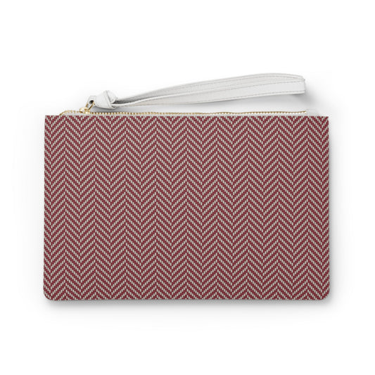 Clutch Bag | Maroon & White | Herringbone
