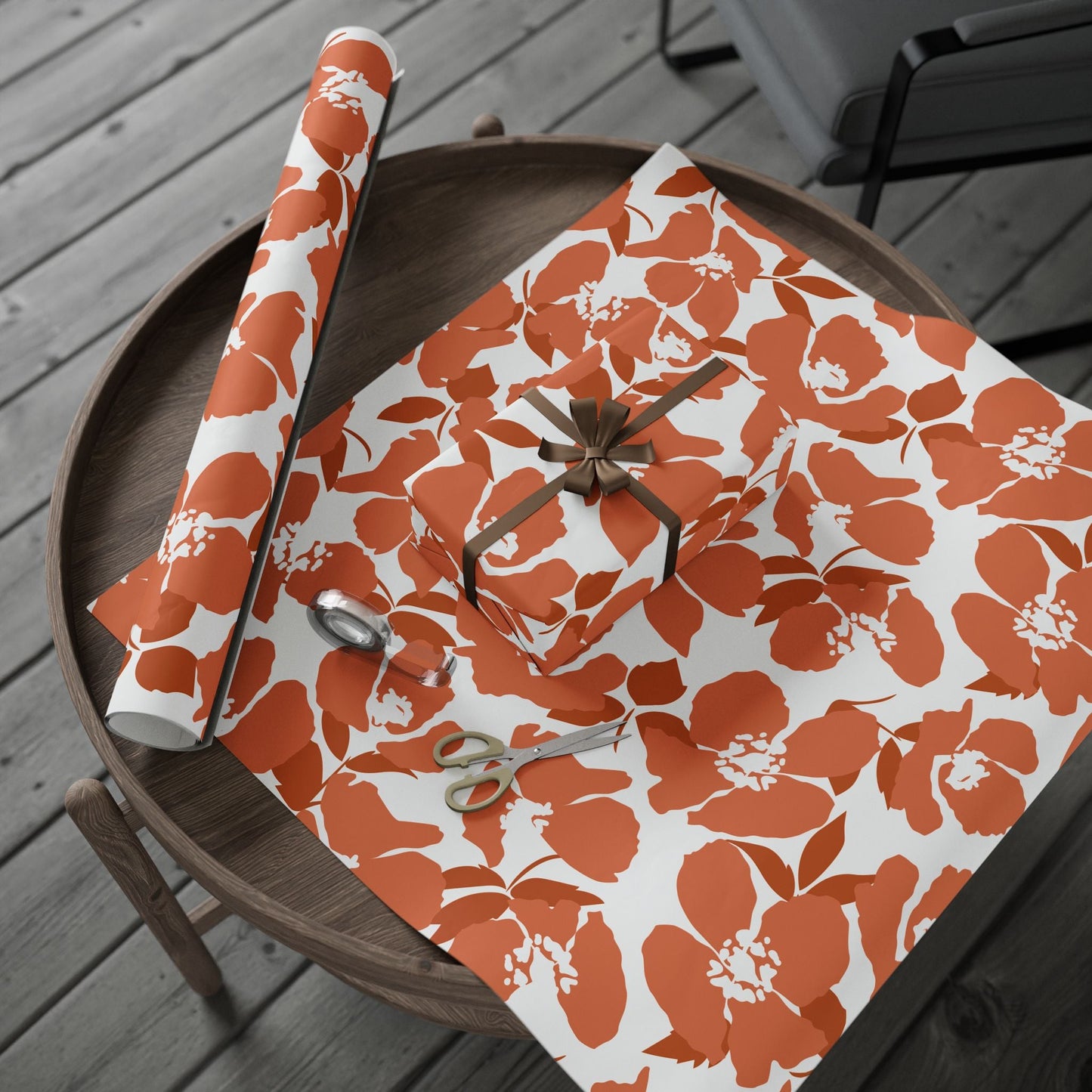 Gift Wrap | Dark Orange & White | Poppy