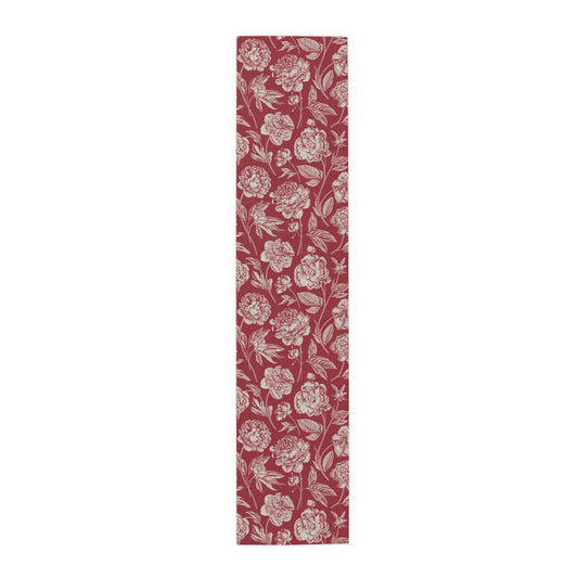 Table Runner | Maroon & White | Peony