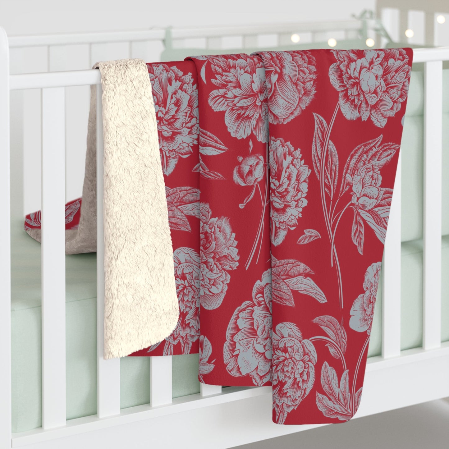 Sherpa Blanket | Red & Gray | Peony