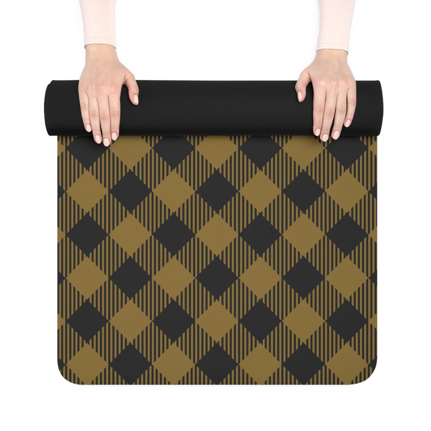 Yoga Mat | Black & Gold | Gingham