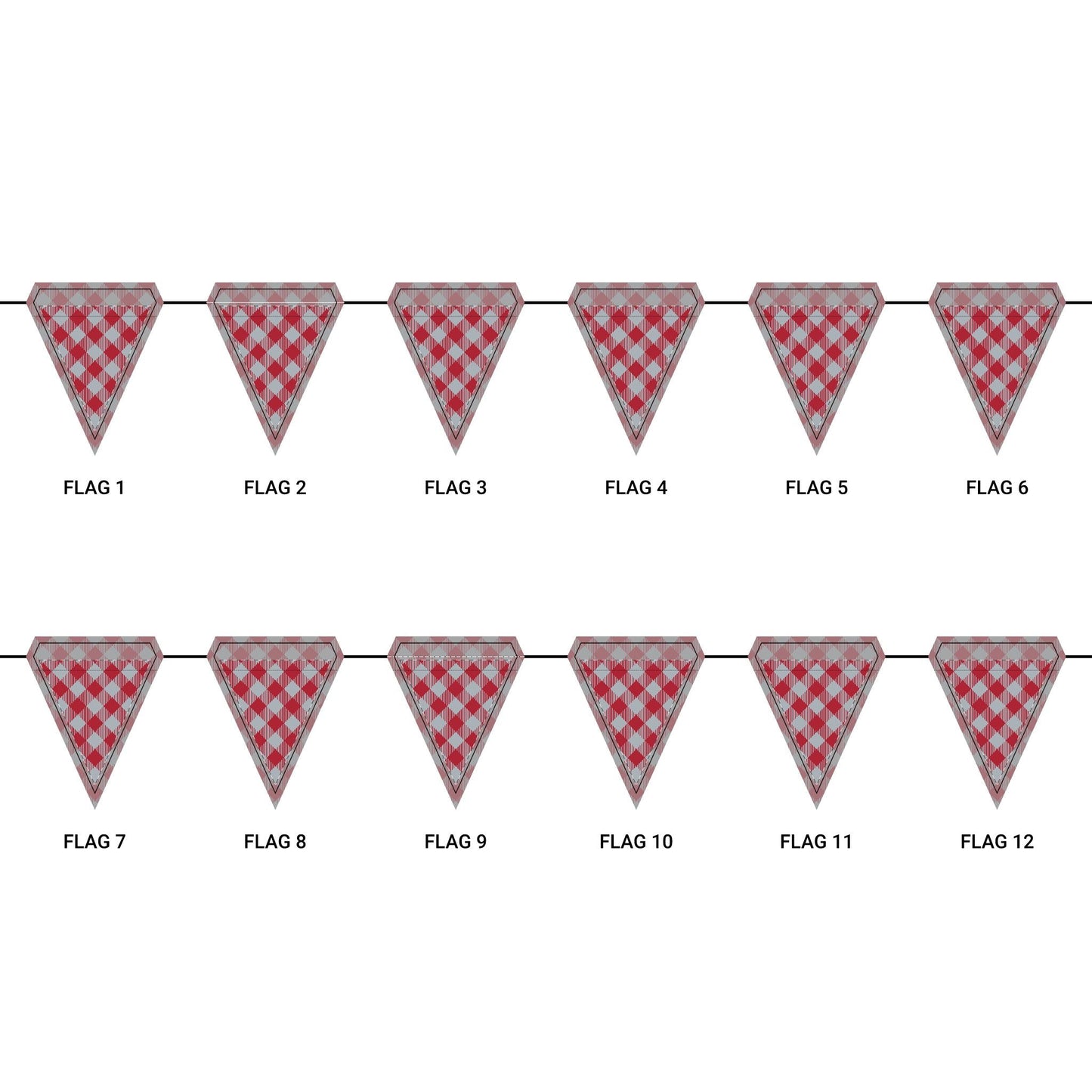 Flag Garland | Red & Gray | Gingham