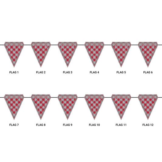Flag Garland | Red & Gray | Gingham