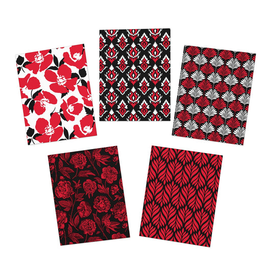 5 Notecards | Red & Black