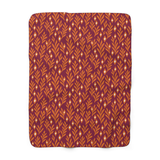 Sherpa Blanket | Maroon & Orange | Laurel