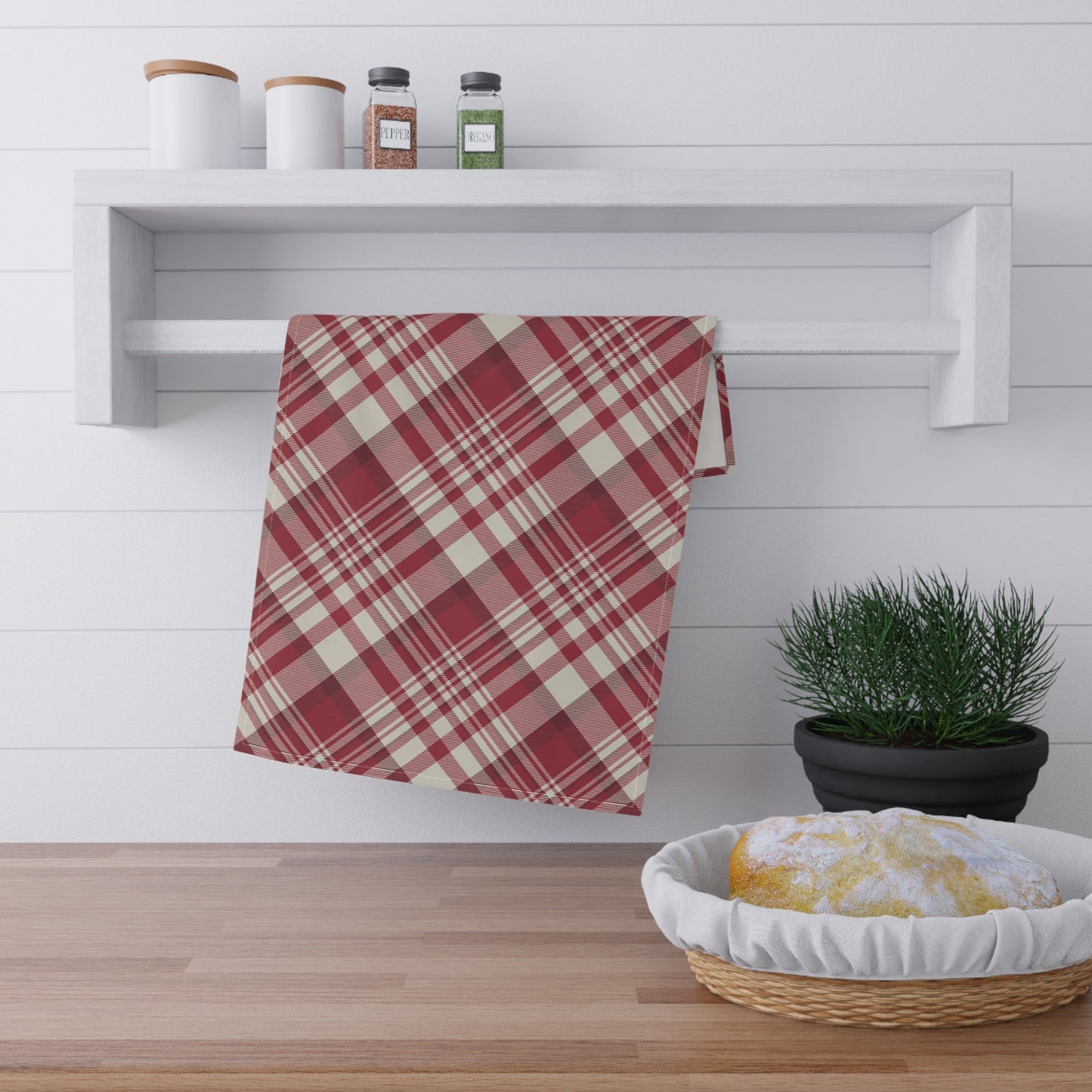 Tea Towel | Maroon & White | Tartan