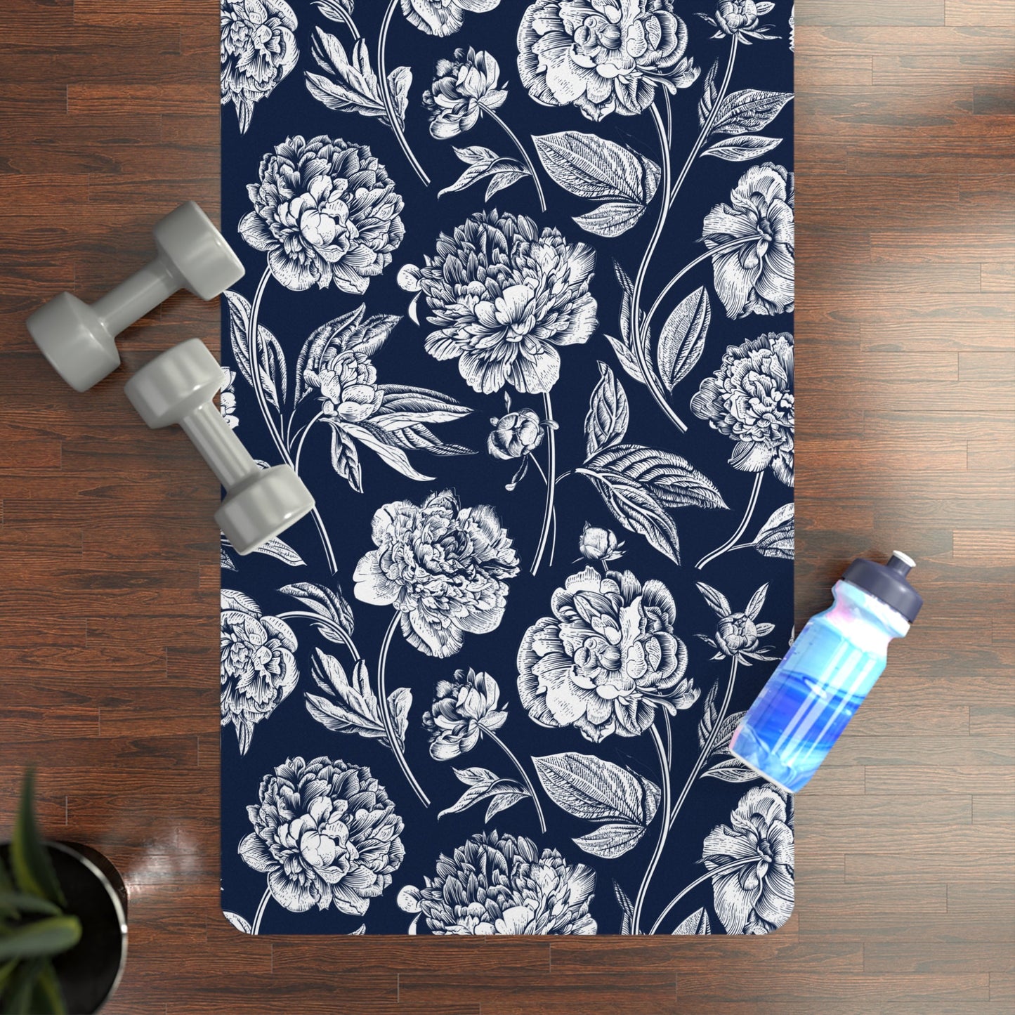 Yoga Mat | Navy & White | Peony