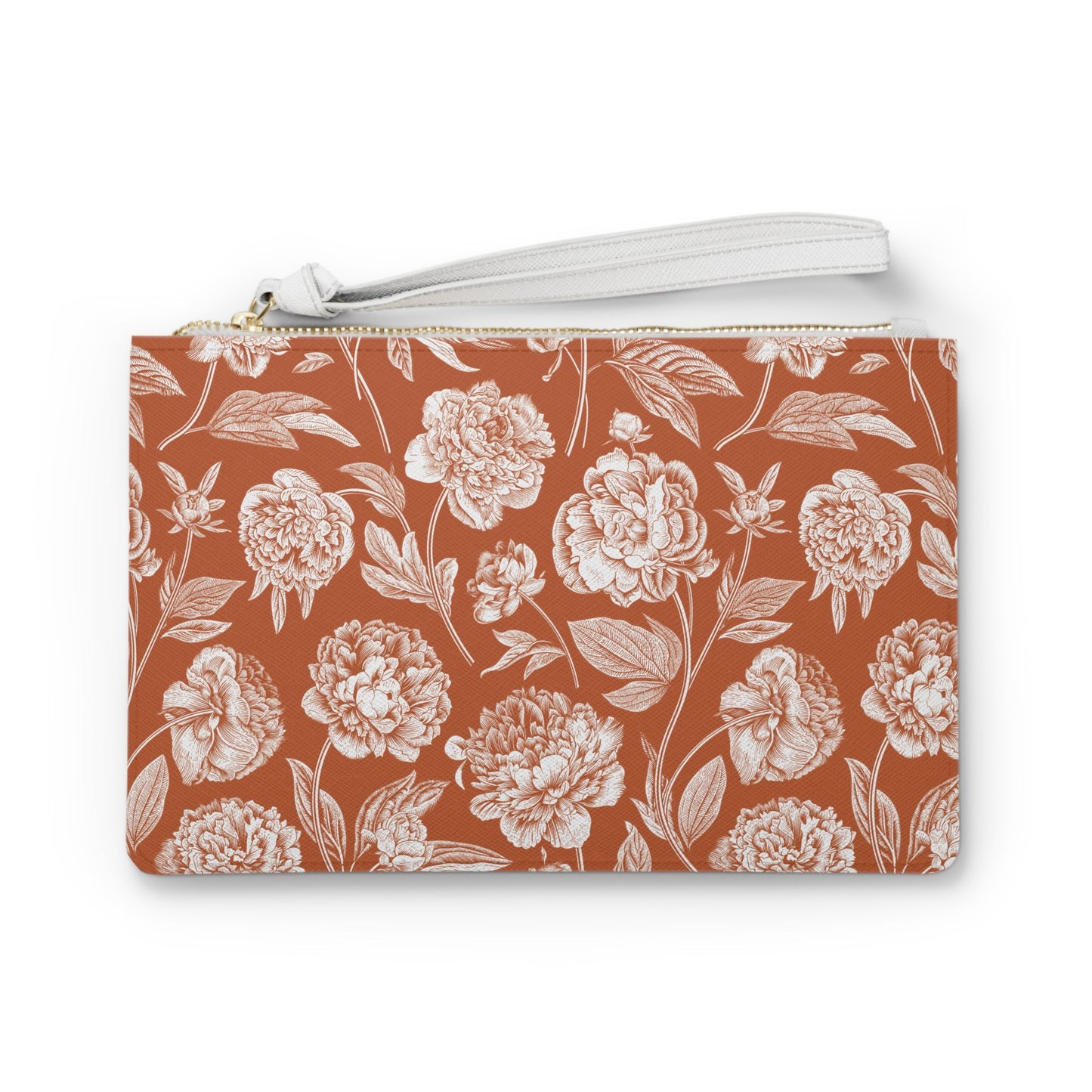 Clutch Bag | Dark Orange & White | Peony