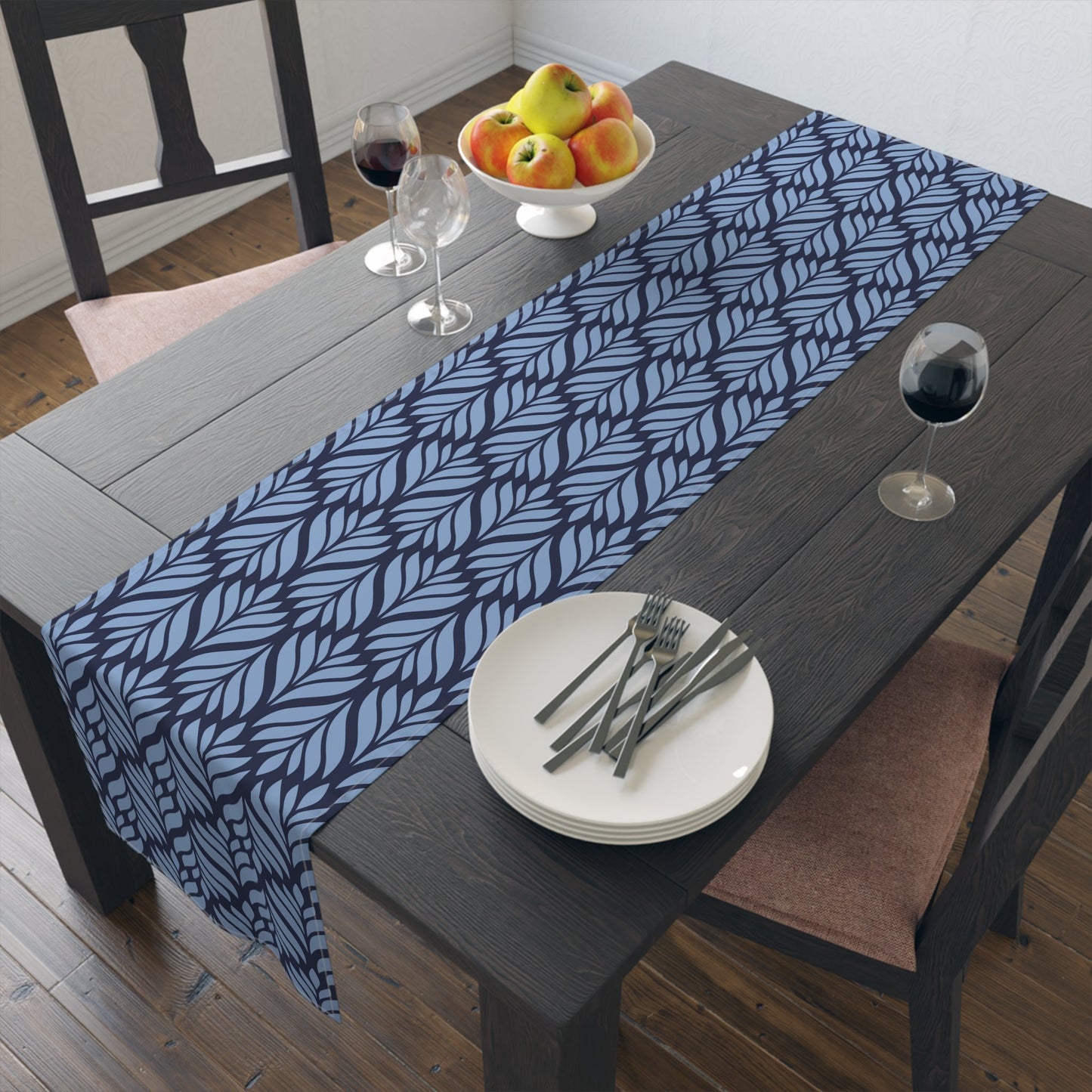 Table Runner | Light Blue & White | Palm
