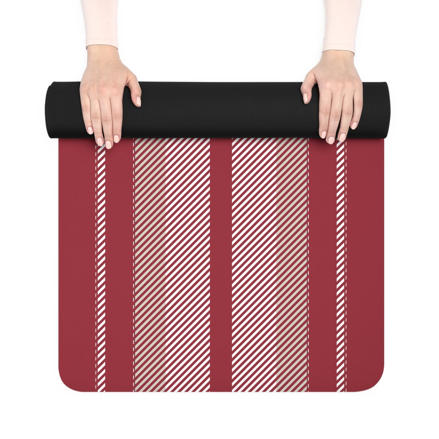 Yoga Mat | Maroon & White | Stripe