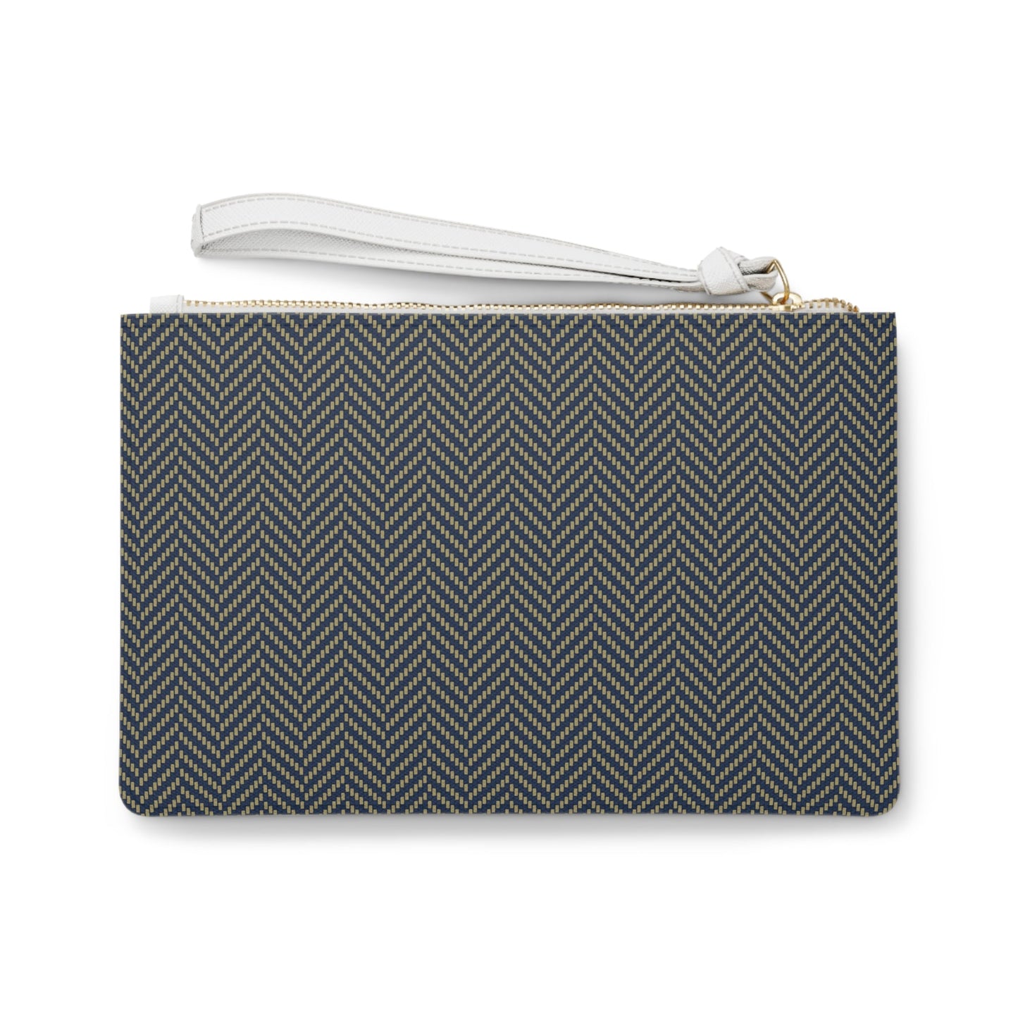 Clutch Bag | Gold & Blue | Herringbone