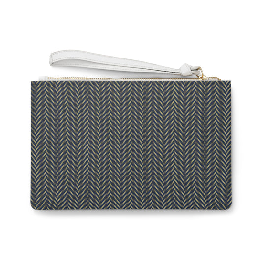 Clutch Bag | Gold & Blue | Herringbone