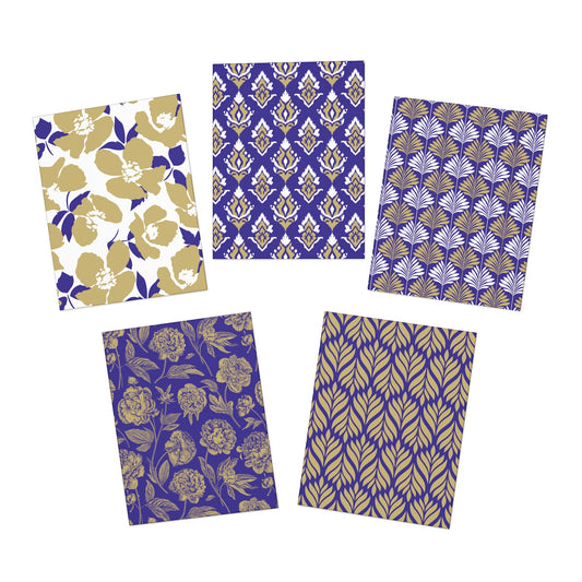 5 Notecards | Purple & Gold