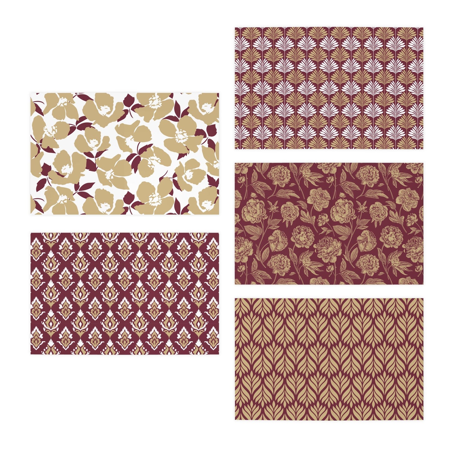 5 Notecards | Maroon & Gold