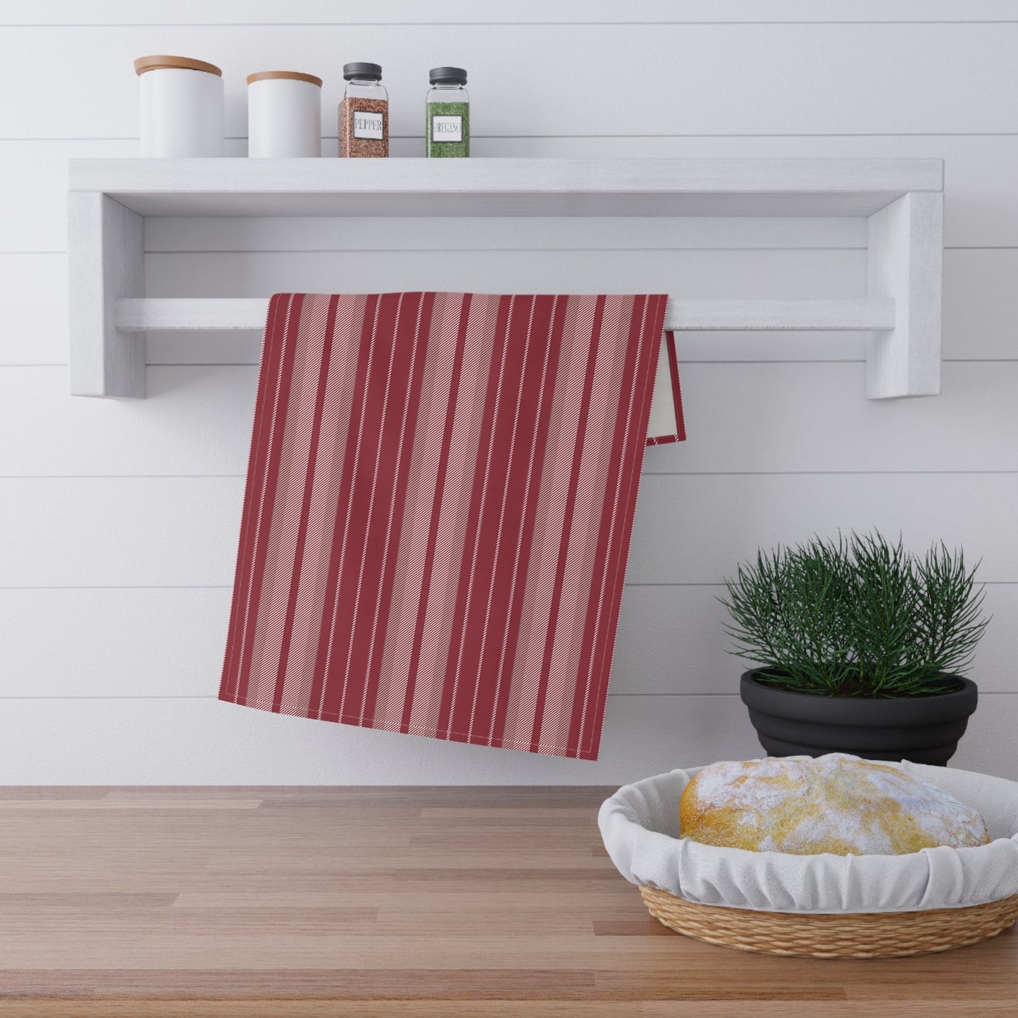 Tea Towels | Maroon & White | Stripe