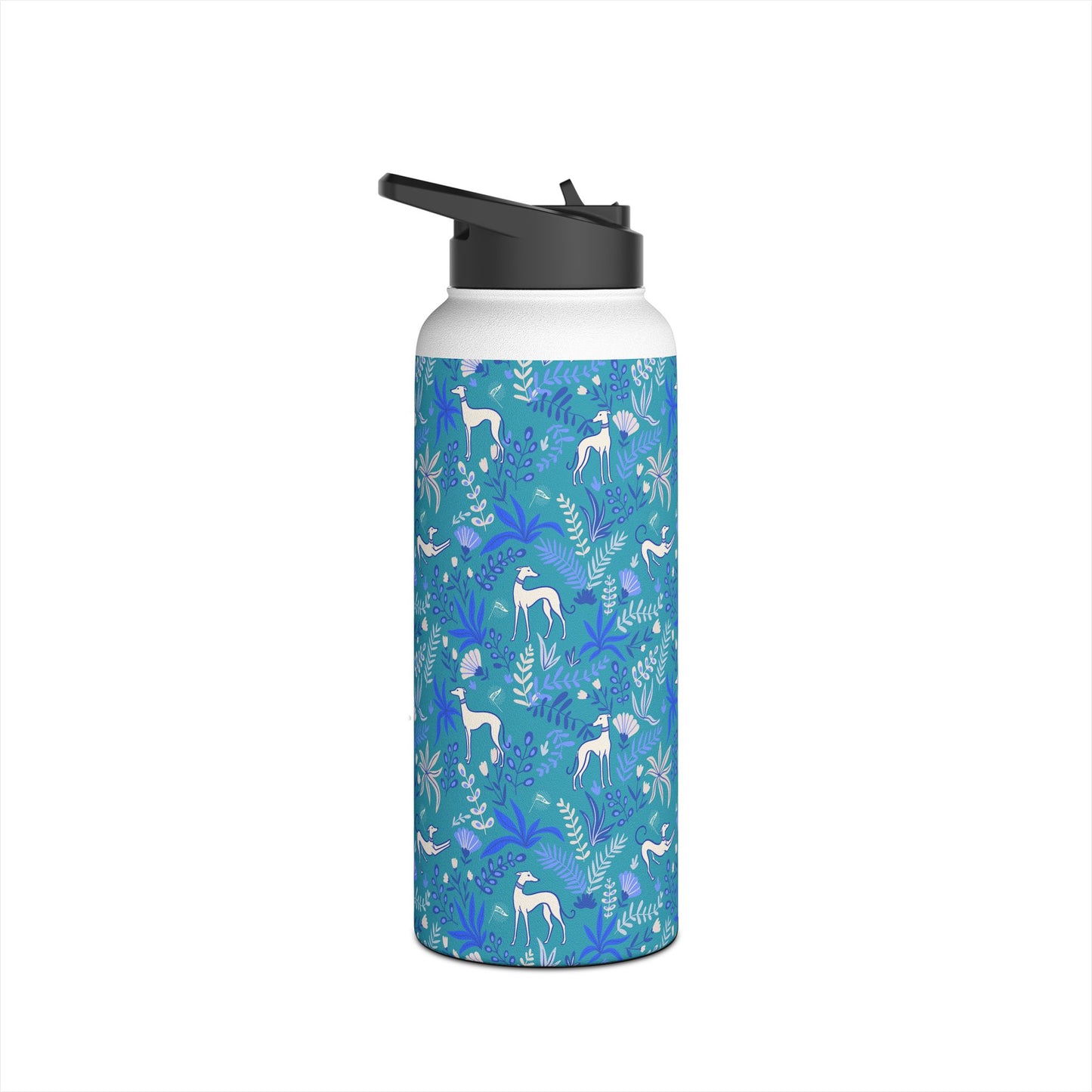 Insulated Water Bottle | Greyhounds | Teal Fern