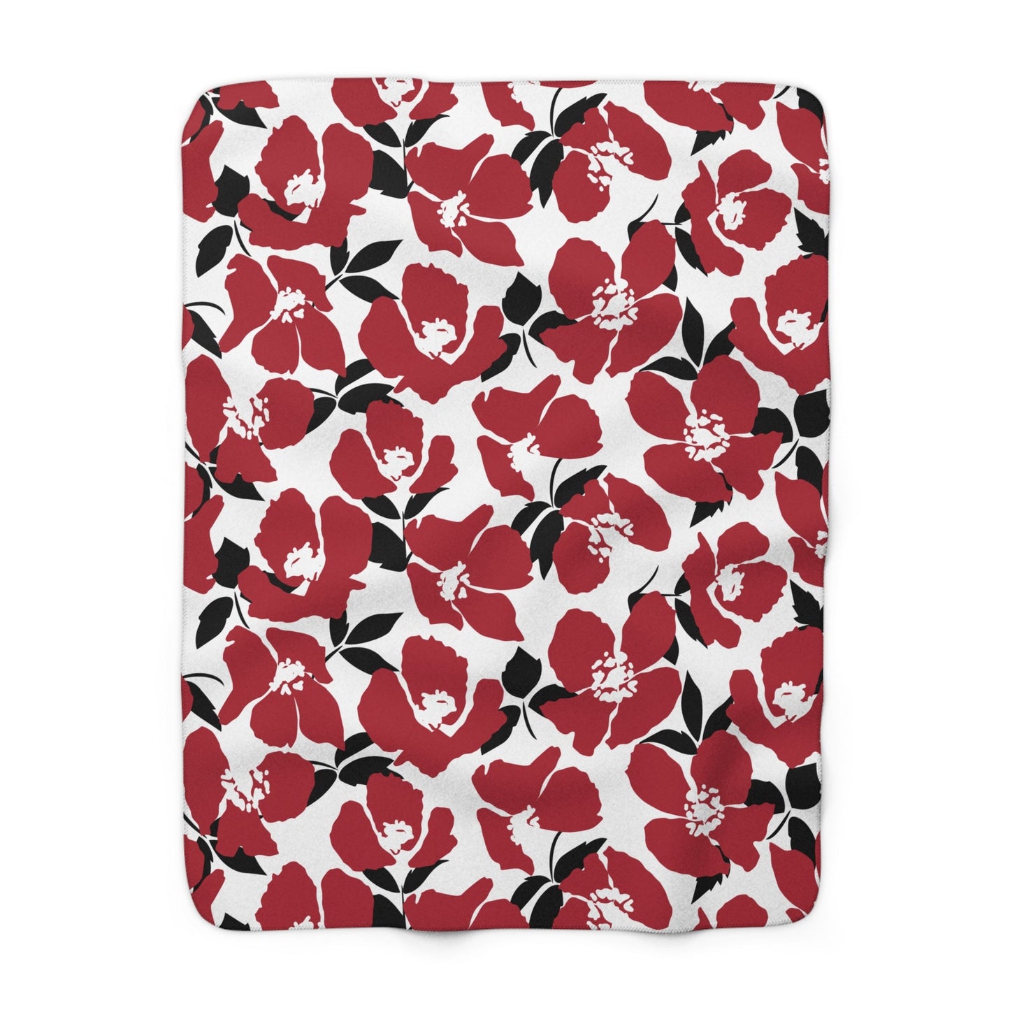 Sherpa Fleece Blanket | Red & Black | Poppy