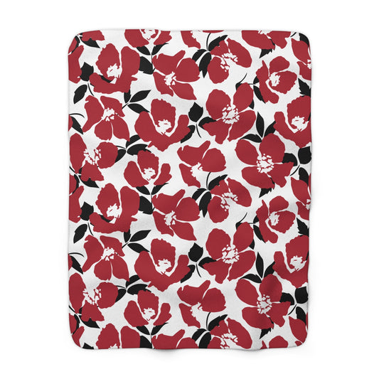 Sherpa Fleece Blanket | Red & Black | Poppy
