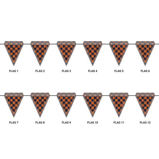 Flag Garland | Orange & Blue | Gingham
